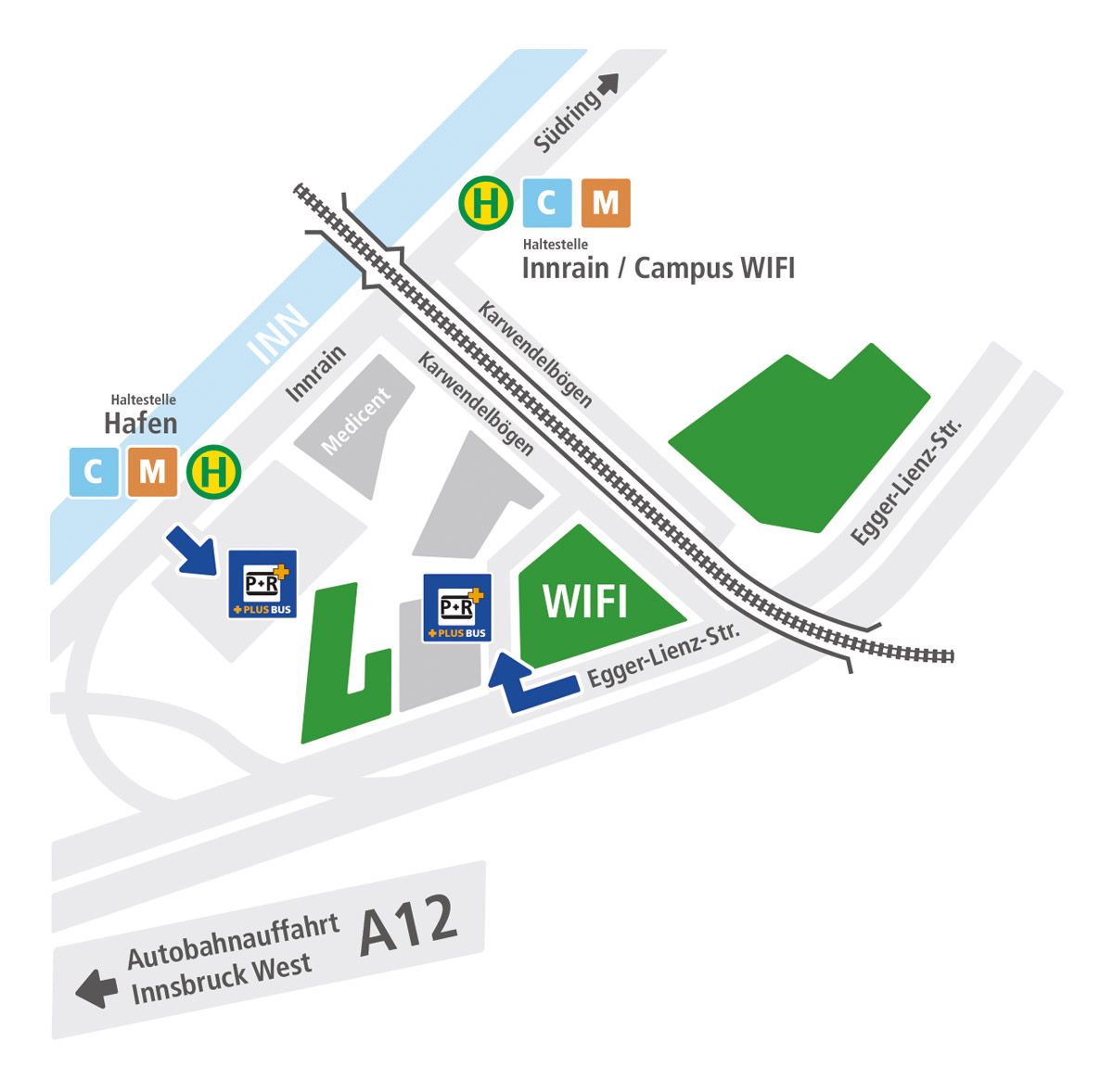 Park and Ride Karte: WIFI und Hafen