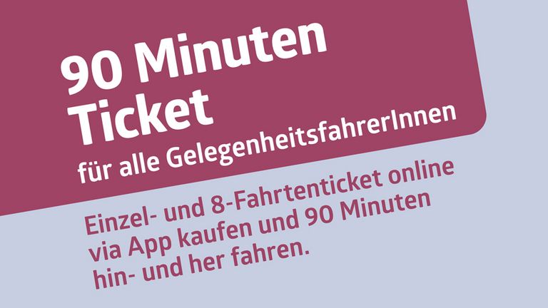 Einzeltickets und 8-Fahrtentickets werden bei Kauf über die Ticket-App zum 90-Minuten-Ticket